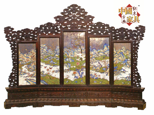 4紫檀嵌琺瑯五屏風(fēng)
